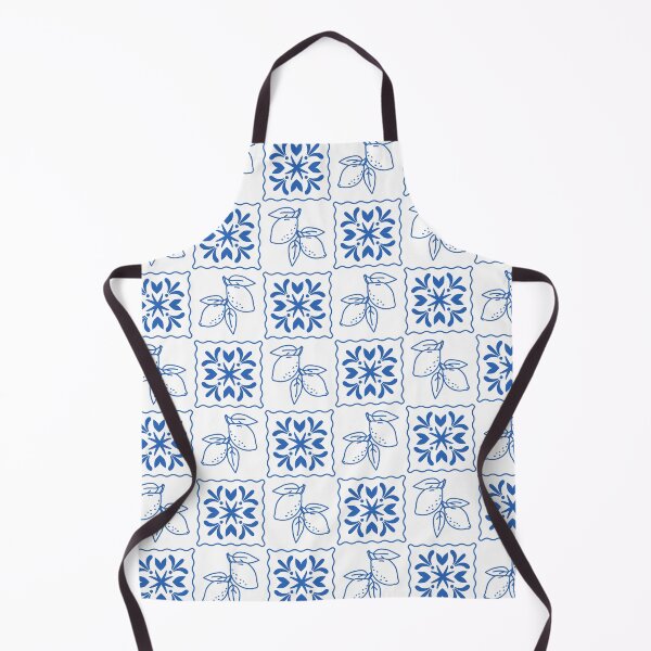 Item preview, Mediterranean blue pattern of lemons and tiles designed and sold by CHERRY--SHOP.
