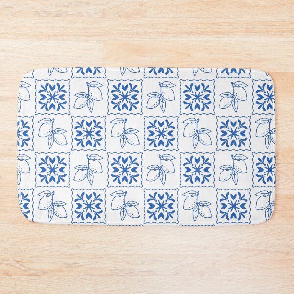 Item preview, Mediterranean blue pattern of lemons and tiles designed and sold by CHERRY--SHOP.