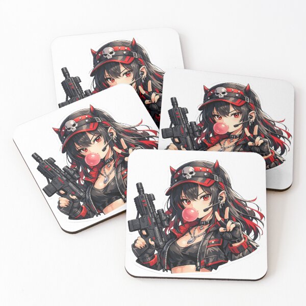 Item preview, Urban Gamer Girl Anime Sticker - Red Aesthetic Manga Design designed and sold by Sticker Hubs.