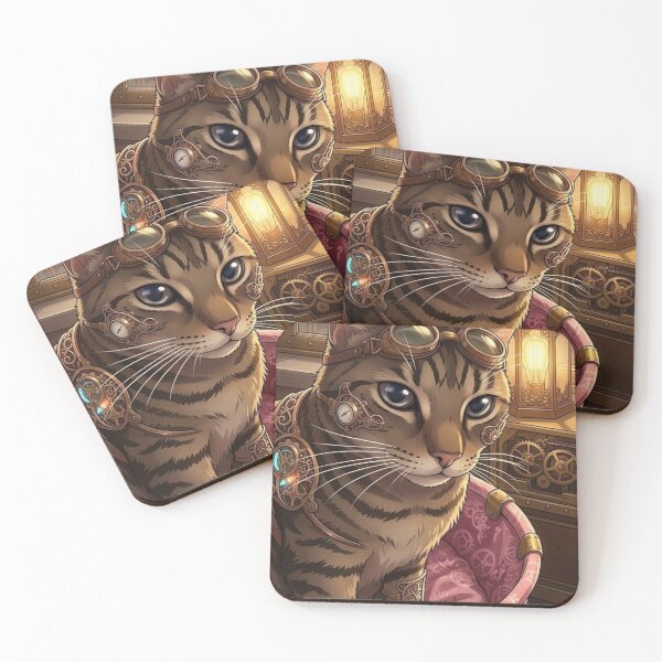 Item preview, Cute Steampunk Adventurer Tabby Cat with Goggles designed and sold by Vyxorea.