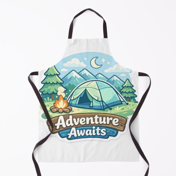 Item preview, Adventure Awaits Sticker — Camping Tent Mountains Campfire Hiking Nature Outdoors Travel Badge Patch Decal designed and sold by CosyCush.