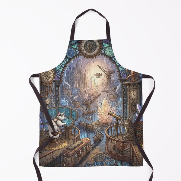 Item preview, Steampunk Cats Exploring Crystal Cavern Observatory designed and sold by Vyxorea.