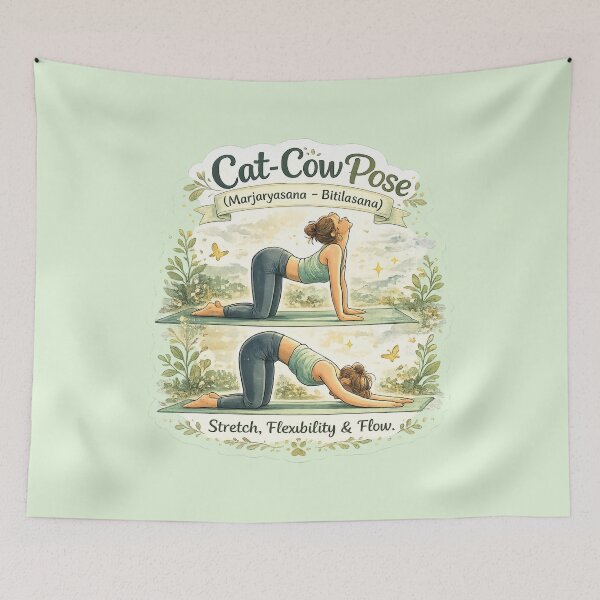 Item preview, Cat–Cow Pose (Marjaryasana–Bitilasana) – Stretch & Flow Yoga Sticker designed and sold by Trigart-art.