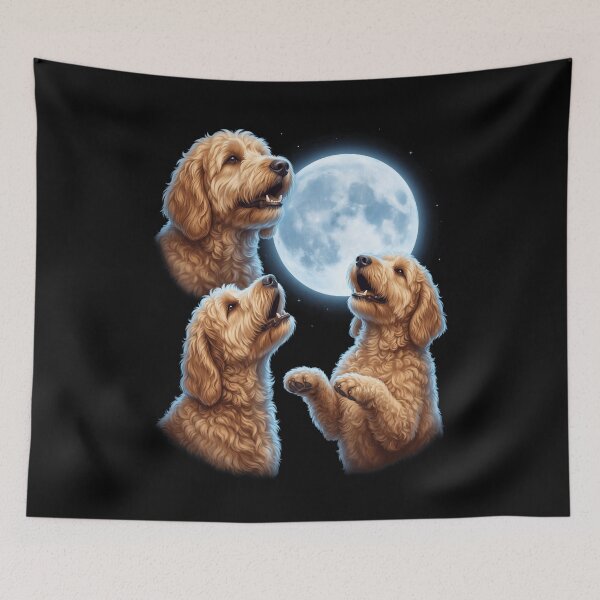 Artikelvorschau, Goldendoodle Howling Moon Art Hundebesitzer entworfen und verkauft von TerryConnells.