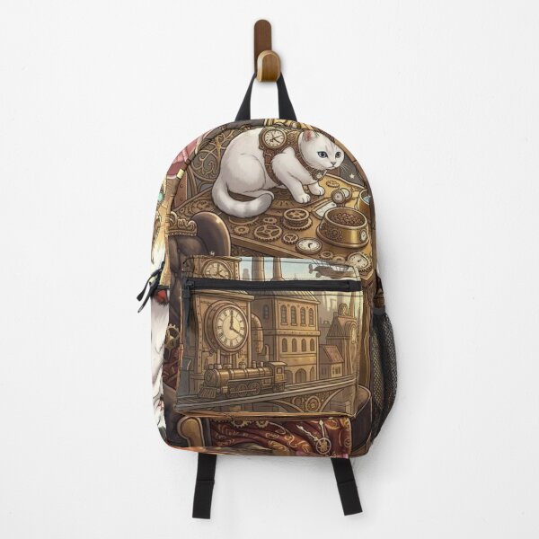 Item preview, Steampunk Cat Tea Time on Balcony Overlooking Airship City designed and sold by Vyxorea.