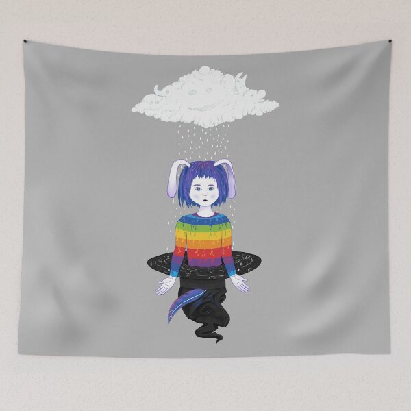 Item preview, White Rabbit Girl | Retro Arcade Carpet Alice in Wonderland Pattern designed and sold by Ruta.