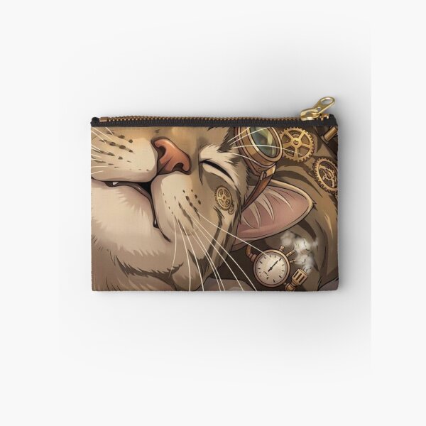Item preview, Closeup Sleeping Steampunk Cat with Goggles and Gears designed and sold by Vyxorea.