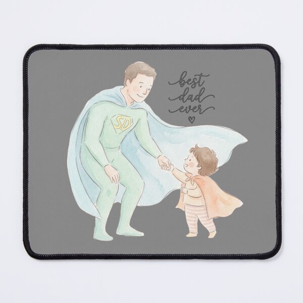 Item preview, Super Dad Hero Father and Child Cute Family Illustration Fathers Day Gift designed and sold by BreezifyDesignStudio.