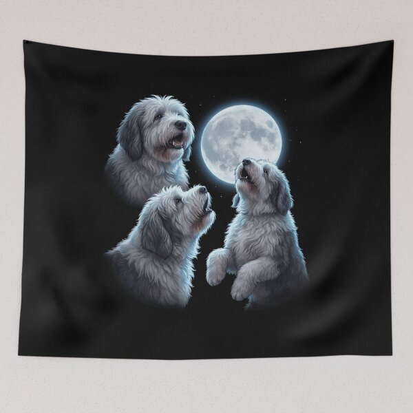 Item preview, Old English Sheepdog Howling Moon Art Dog Owner designed and sold by TerryConnells.