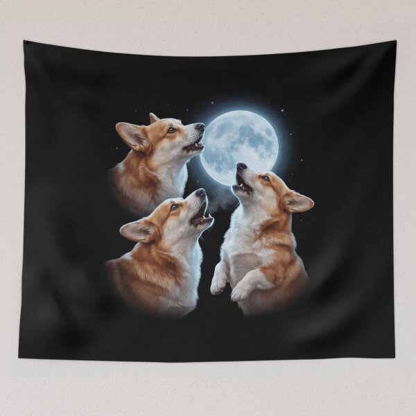 Artikelvorschau, Pembroke Welsh Corgi Howling Moon Art Hundebesitzer entworfen und verkauft von TerryConnells.