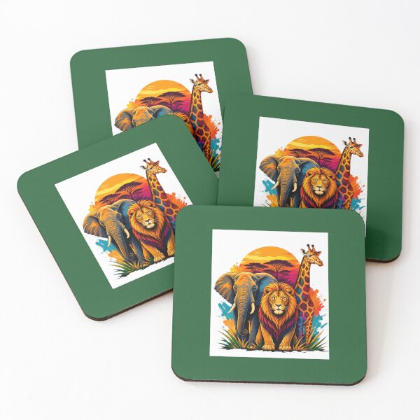 Item preview, Colorful African Wildlife – Elephant Lion Giraffe Safari Art designed and sold by Vfernz.