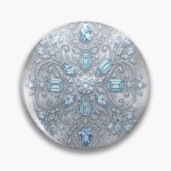 Item preview, Intricate Aquamarine and Diamond Filigree Jewelry Pattern on Silver Silk. designed and sold by KeerthiCuteFind.