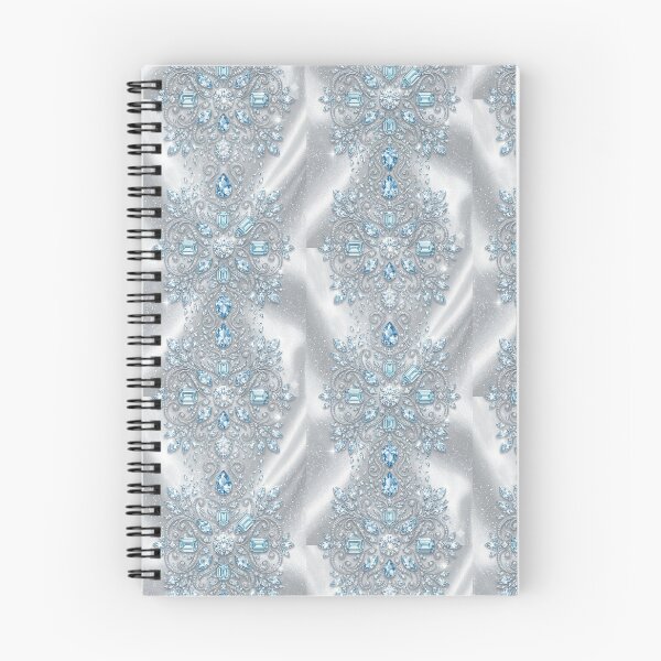 Item preview, Intricate Aquamarine and Diamond Filigree Jewelry Pattern on Silver Silk. designed and sold by KeerthiCuteFind.
