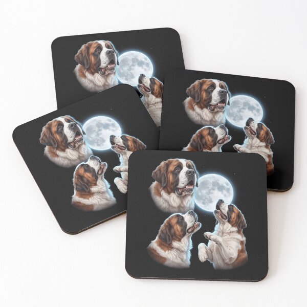 Item preview, Saint Bernard Howling Moon Art Dog Owner designed and sold by TerryConnells.