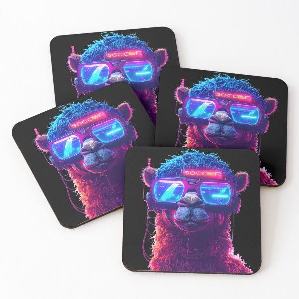 Item preview, Cyberpunk Llama with Neon Soccer Vibes designed and sold by TurkiStudio.