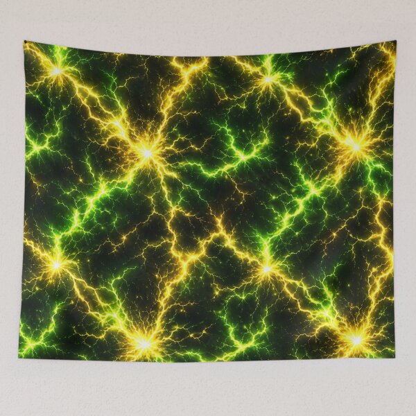Item preview, Green Lightning Pattern – Toxic Electric Energy Seamless Abstract Design designed and sold by AnimalAirtistry.