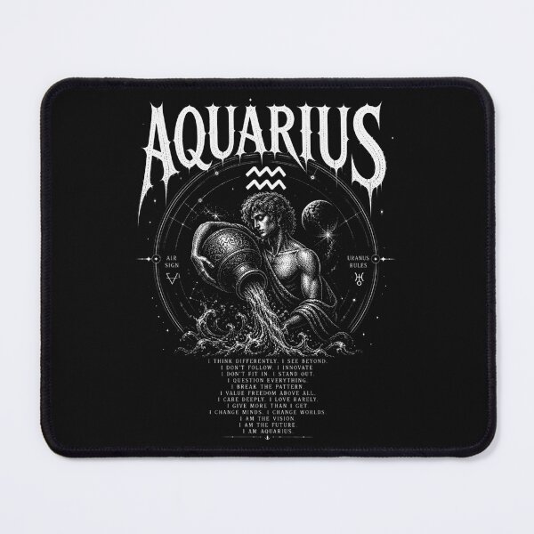 Item preview, Aquarius Zodiac Water Bearer Gothic Design – Visionary Unique Free Spirit Air Sign Astrology designed and sold by ThreadTheory976.