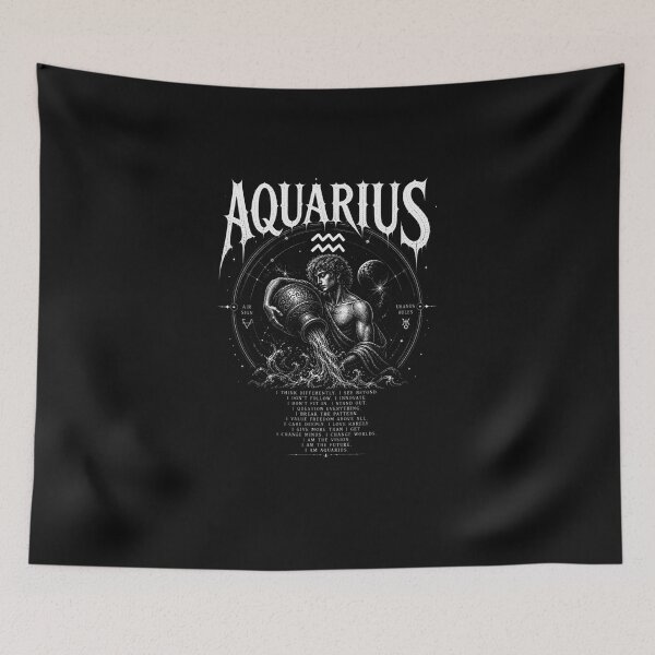 Item preview, Aquarius Zodiac Water Bearer Gothic Design – Visionary Unique Free Spirit Air Sign Astrology designed and sold by ThreadTheory976.