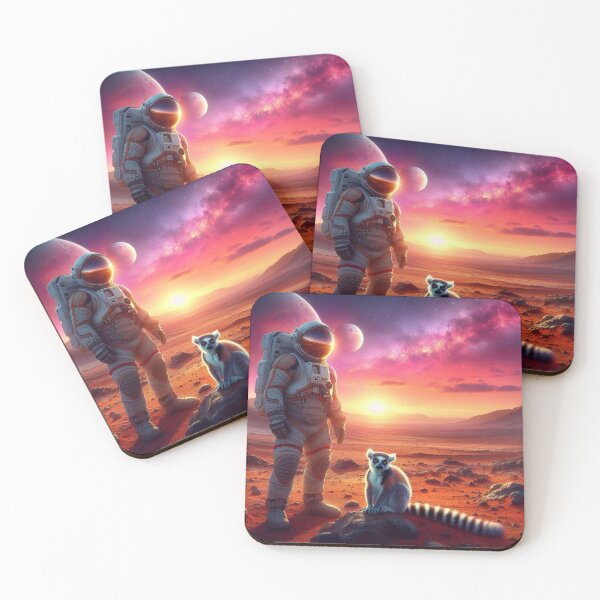 Item preview, Astronaut & Lemur – Surreal Mars Sunset designed and sold by Dogandesighn.