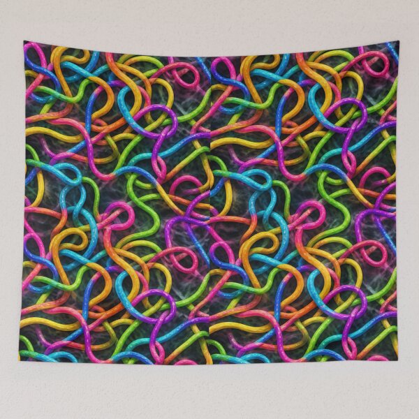 Item preview, Neon Tangle Pattern – Colorful Abstract Rope Chaos designed and sold by AnimalAirtistry.