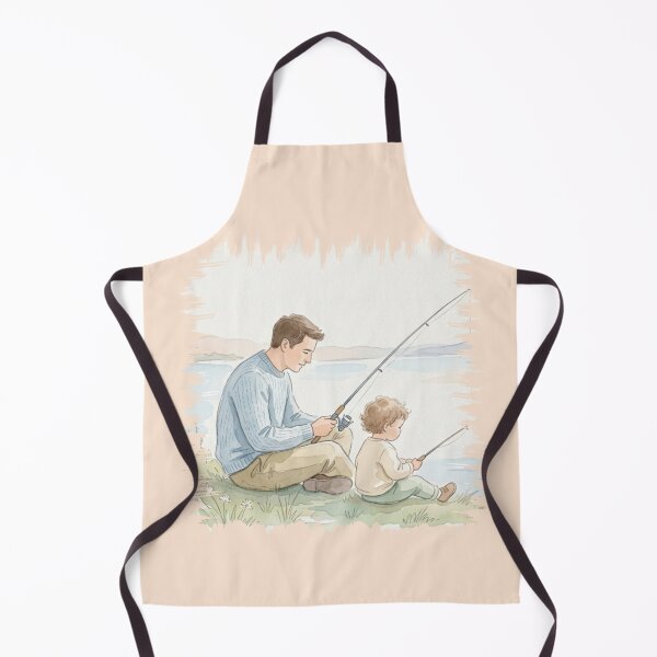 Item preview, Father Teaching Son Fishing Cute Family Illustration Dad Life Fathers Day Gift designed and sold by BreezifyDesignStudio.