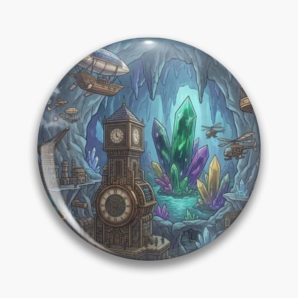 Item preview, Epic Steampunk Crystal Cave with Underground City and Observatory designed and sold by Vyxorea.