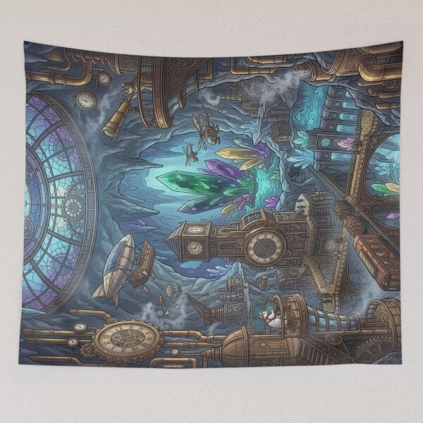 Item preview, Epic Steampunk Crystal Cave with Underground City and Observatory designed and sold by Vyxorea.