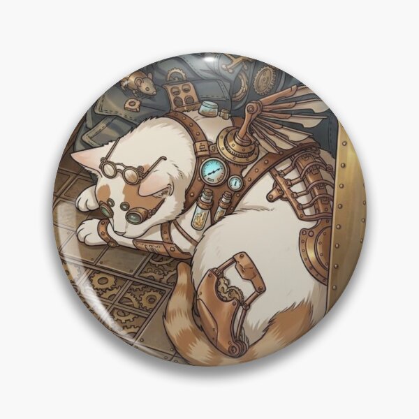 Item preview, Cute Sleeping Steampunk Cat with Mechanical Wings designed and sold by Vyxorea.