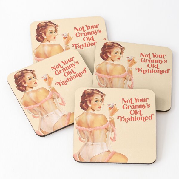 Item preview, Poster Not Your Granny's Old Fashioned - Sexy Vintage Pinup Girl In Lingerie Drinking Whiskey Painting designed and sold by tarryHery.