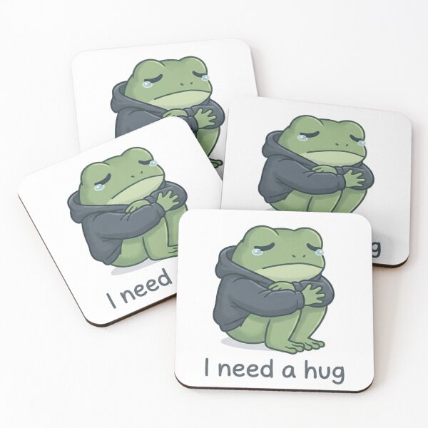 Item preview, I Need A Hug Frog – Cute Lonely Frog Sticker designed and sold by Elviqus Shop.