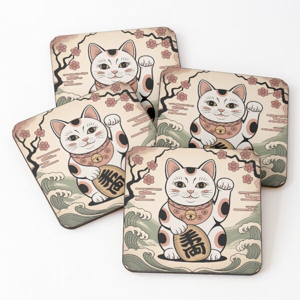 Item preview, Vintage Maneki Neko Lucky Cat  – Japanese Ukiyo-e Style designed and sold by Tamas Das.