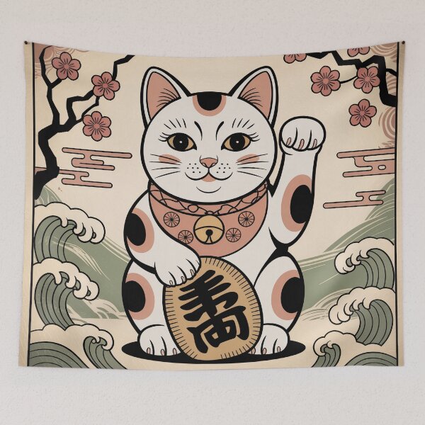 Item preview, Vintage Maneki Neko Lucky Cat  – Japanese Ukiyo-e Style designed and sold by Tamas Das.