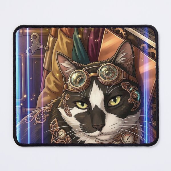 Item preview, Cyber-Steampunk Tuxedo Cat with Glowing Effects designed and sold by Vyxorea.