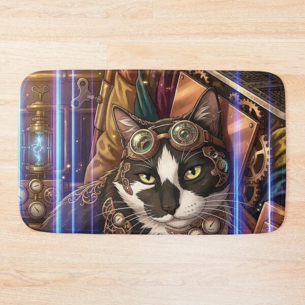Item preview, Cyber-Steampunk Tuxedo Cat with Glowing Effects designed and sold by Vyxorea.