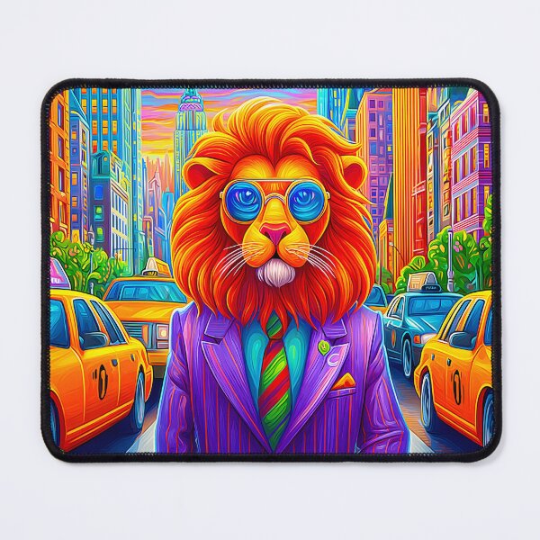 Item preview, Stylish Lion in a Vibrant Cityscape Setting designed and sold by Artessie.