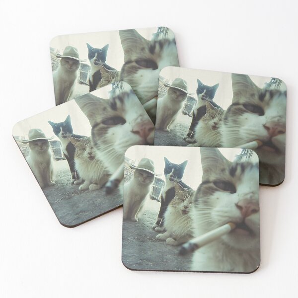 Item preview, Poster Smoking Cats Meme Selfie designed and sold by Geraldineromero.