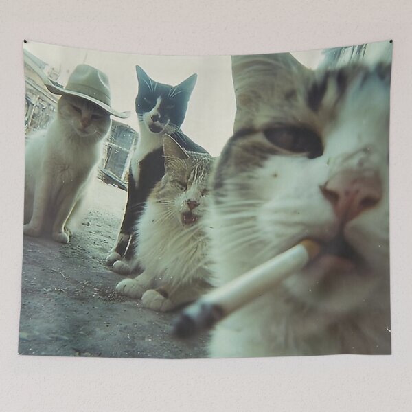 Item preview, Poster Smoking Cats Meme Selfie designed and sold by Geraldineromero.