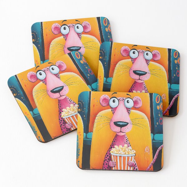 Item preview, Colorful Cartoon Leopard Enjoying Cinema Popcorn designed and sold by Artessie.