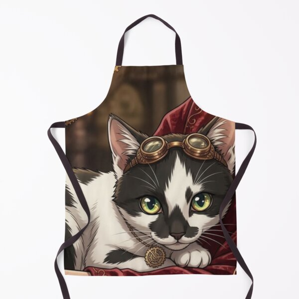 Item preview, Noble Tuxedo Cat Resting on Red Velvet in Steampunk Style designed and sold by Vyxorea.