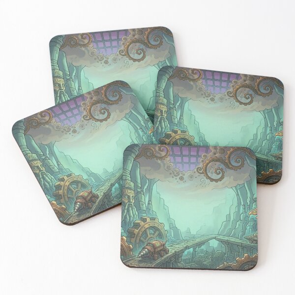 Item preview, Mystical Steampunk Underground World with Ancient Stone Faces designed and sold by Vyxorea.