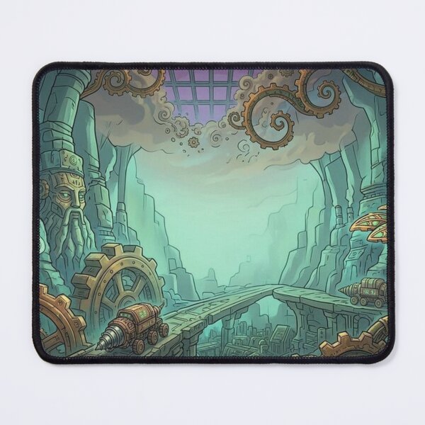 Item preview, Mystical Steampunk Underground World with Ancient Stone Faces designed and sold by Vyxorea.