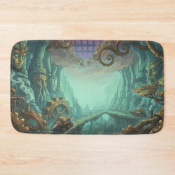 Item preview, Mystical Steampunk Underground World with Ancient Stone Faces designed and sold by Vyxorea.