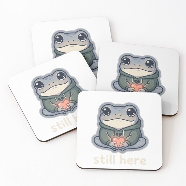 Item preview, Still Here Frog – Deep Emotional Cute Frog Sticker designed and sold by Elviqus Shop.