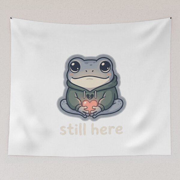Item preview, Still Here Frog – Deep Emotional Cute Frog Sticker designed and sold by Elviqus Shop.