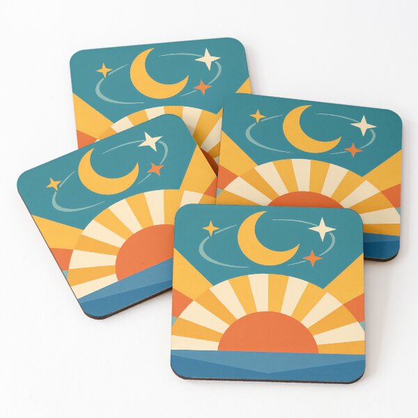 Item preview, Minimal Sun and Moon Sunrise with Stars designed and sold by InkSmithery.