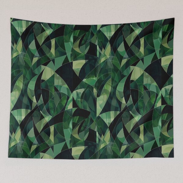Item preview, Emerald Geometry Abstract Pattern – Modern Geometric Botanical Design designed and sold by MegaNovaArt.