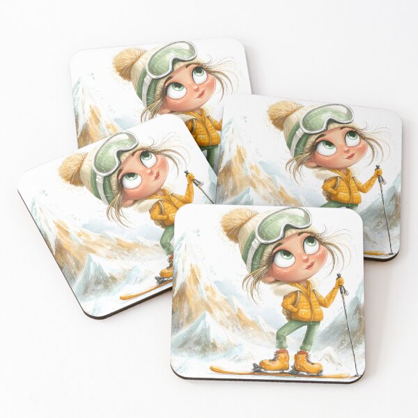 Item preview, Cheerful Girl Skiing in the Snowy Mountains designed and sold by Artessie.