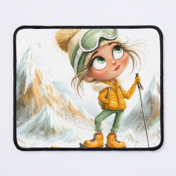 Item preview, Cheerful Girl Skiing in the Snowy Mountains designed and sold by Artessie.