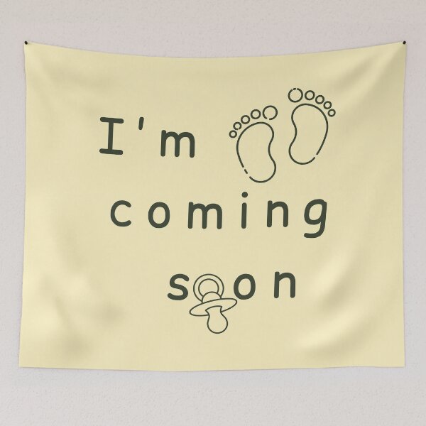 Item preview, I'm Coming Soon - Minimalist Pregnancy Announcement - Yellow designed and sold by Très Joli Brothers.