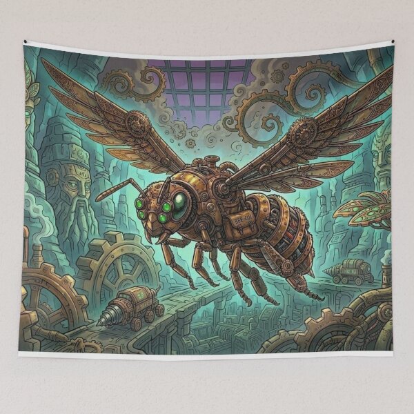 Item preview, Steampunk Mechanical Bee in Mystical Cave designed and sold by Vyxorea.